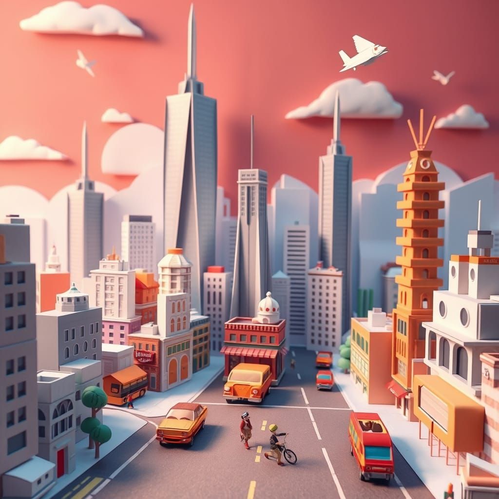 Paper Cityscape: Looney Tunes Animation Style