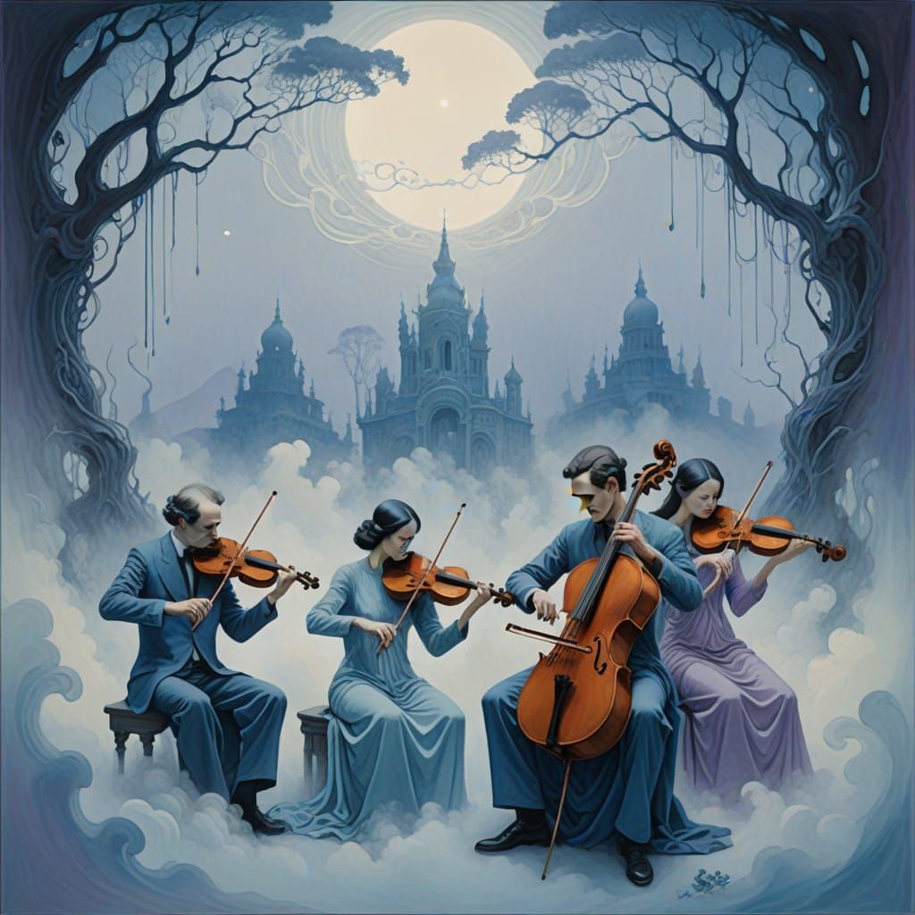 Ethereal String Quartet Performs with Whispers of Sound in a...