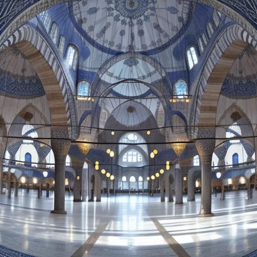 Blue Mosque Interior with Golden Inscriptions