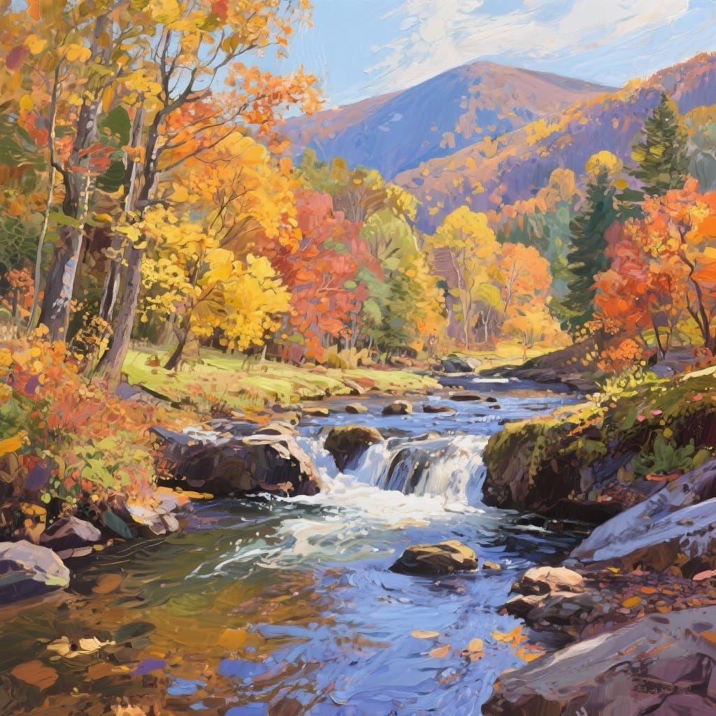 Cozy Autumn Mountain Stream in Southern Appalachians