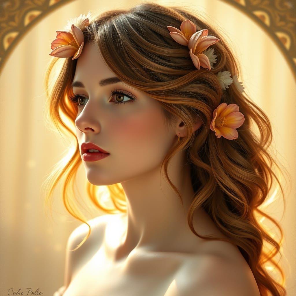 Ethereal Beauty in Art Nouveau Style