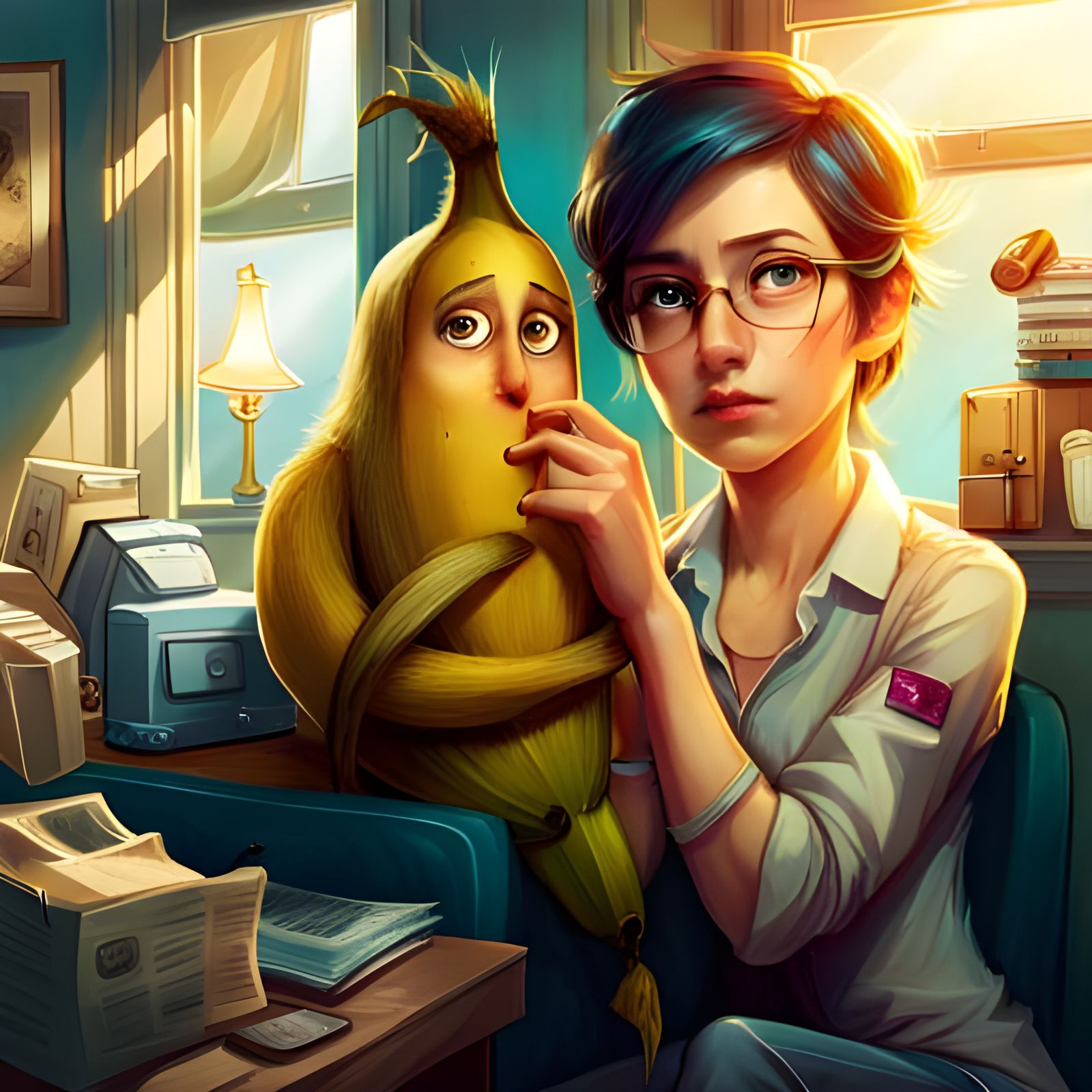 Sad Banana Portrait in Doctor's Office