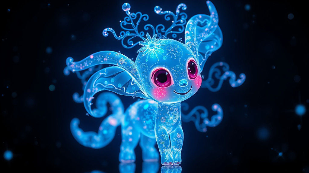 Stunning Bioluminescent Cartoon Character Illuminates Starry...