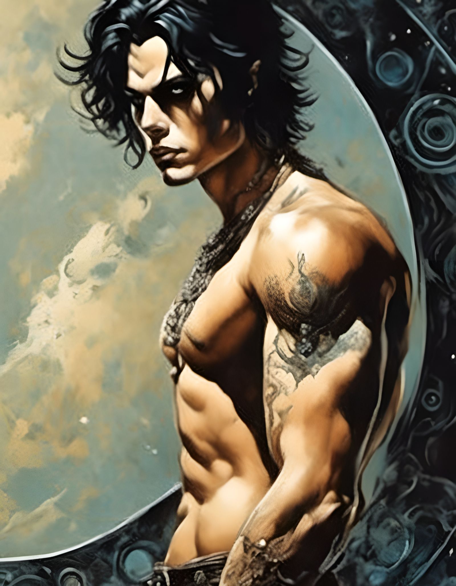 Man Visits Moon in Comic Book Art Style