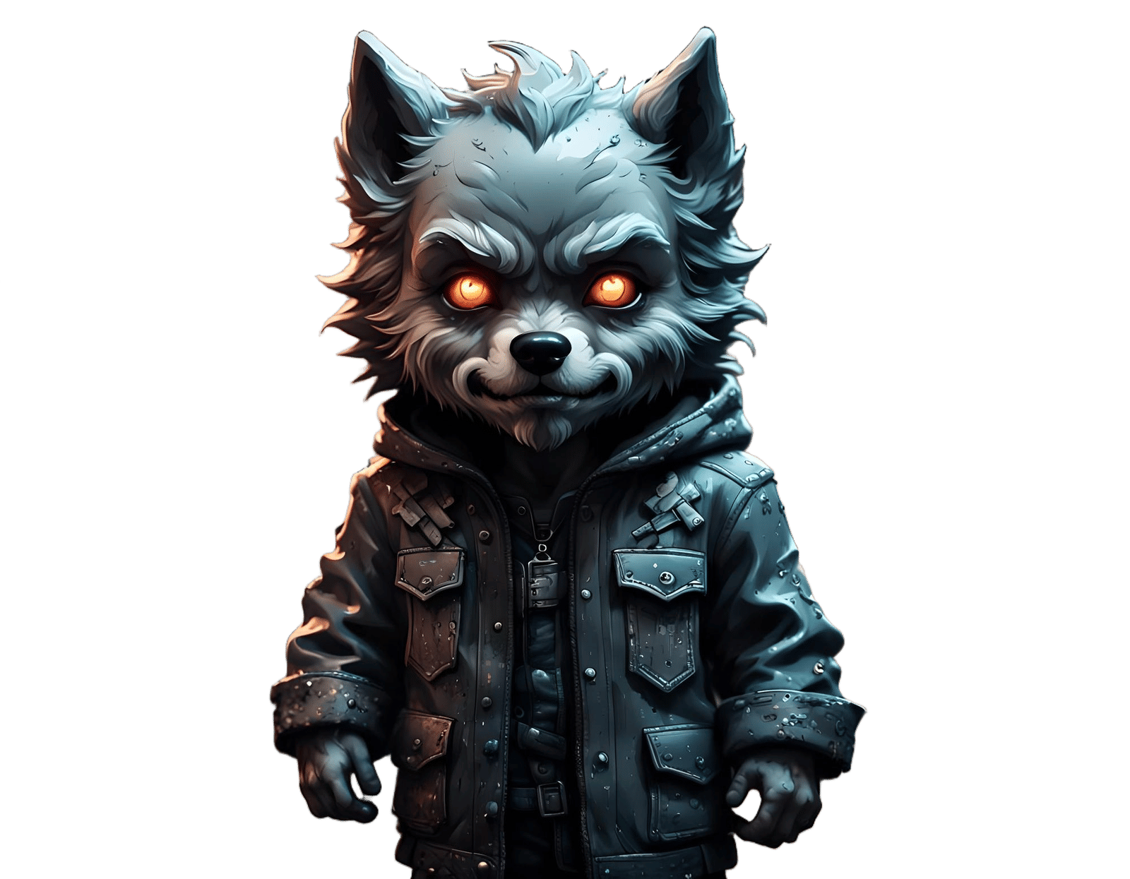 Adorable Chibi Wolfman Portrait in Graffiti Art Style