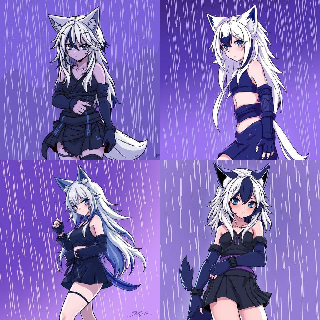 Sissy Ninja Werewolf Girl Emerges from Rainy Night in Vibran...