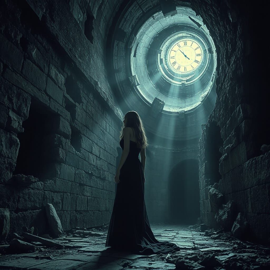 Eerie Woman in Gothic Void Digital Art
