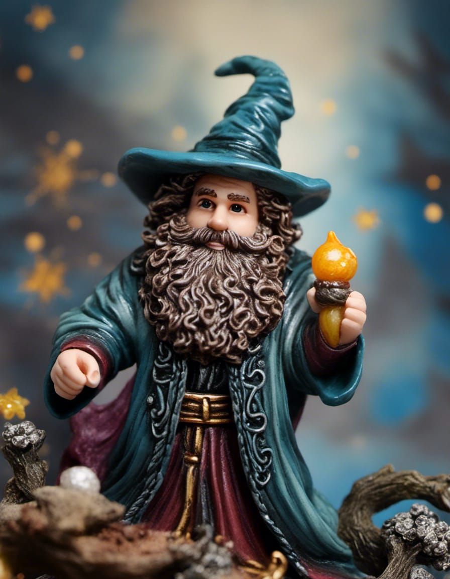 Wizard Miniature Figurine in Plastic, Macro Photography