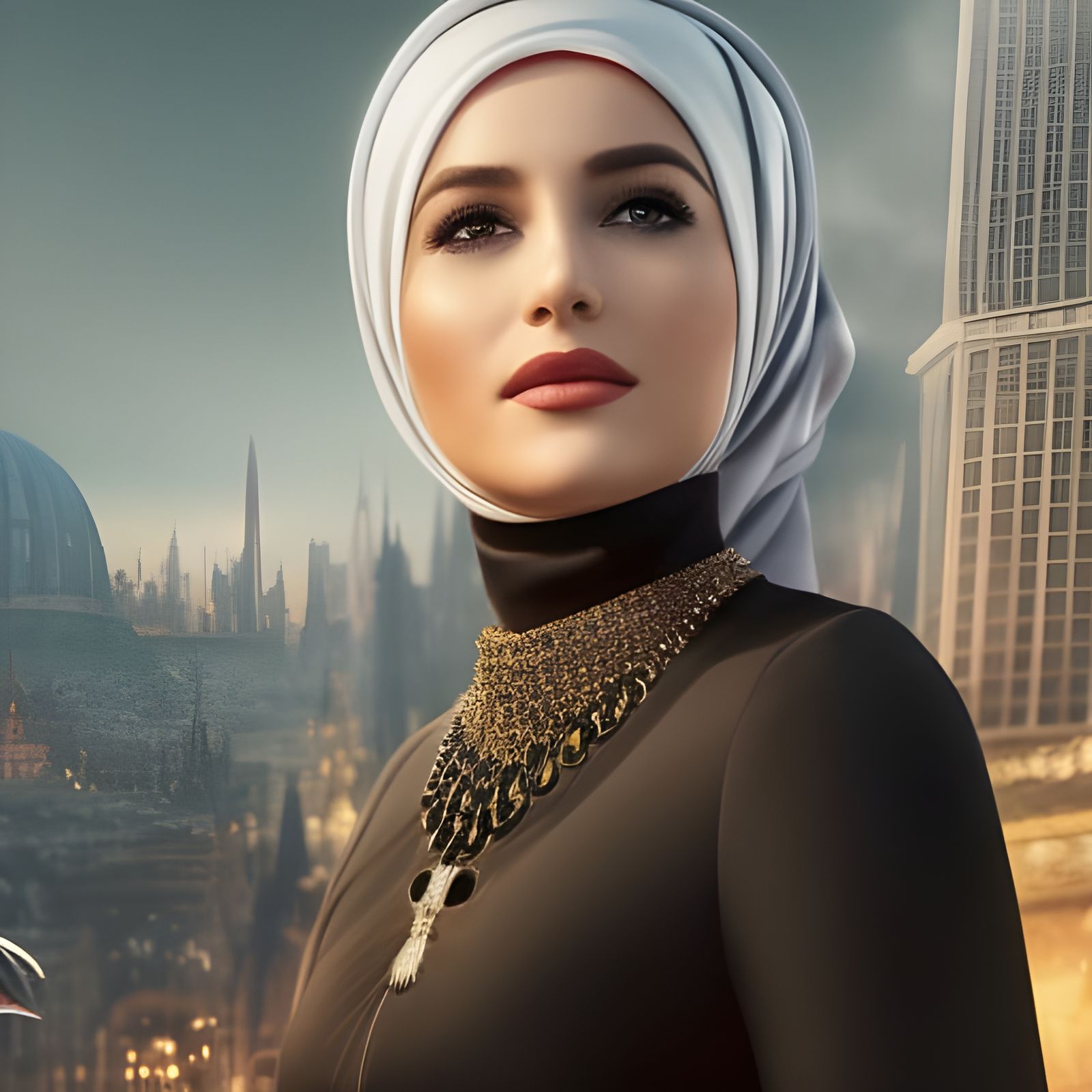 Beautiful Woman with Hijab, Detailed Digital Portrait