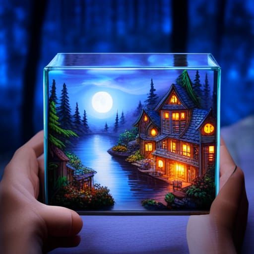 Faerie Village Wonderland in Glass Curio Box