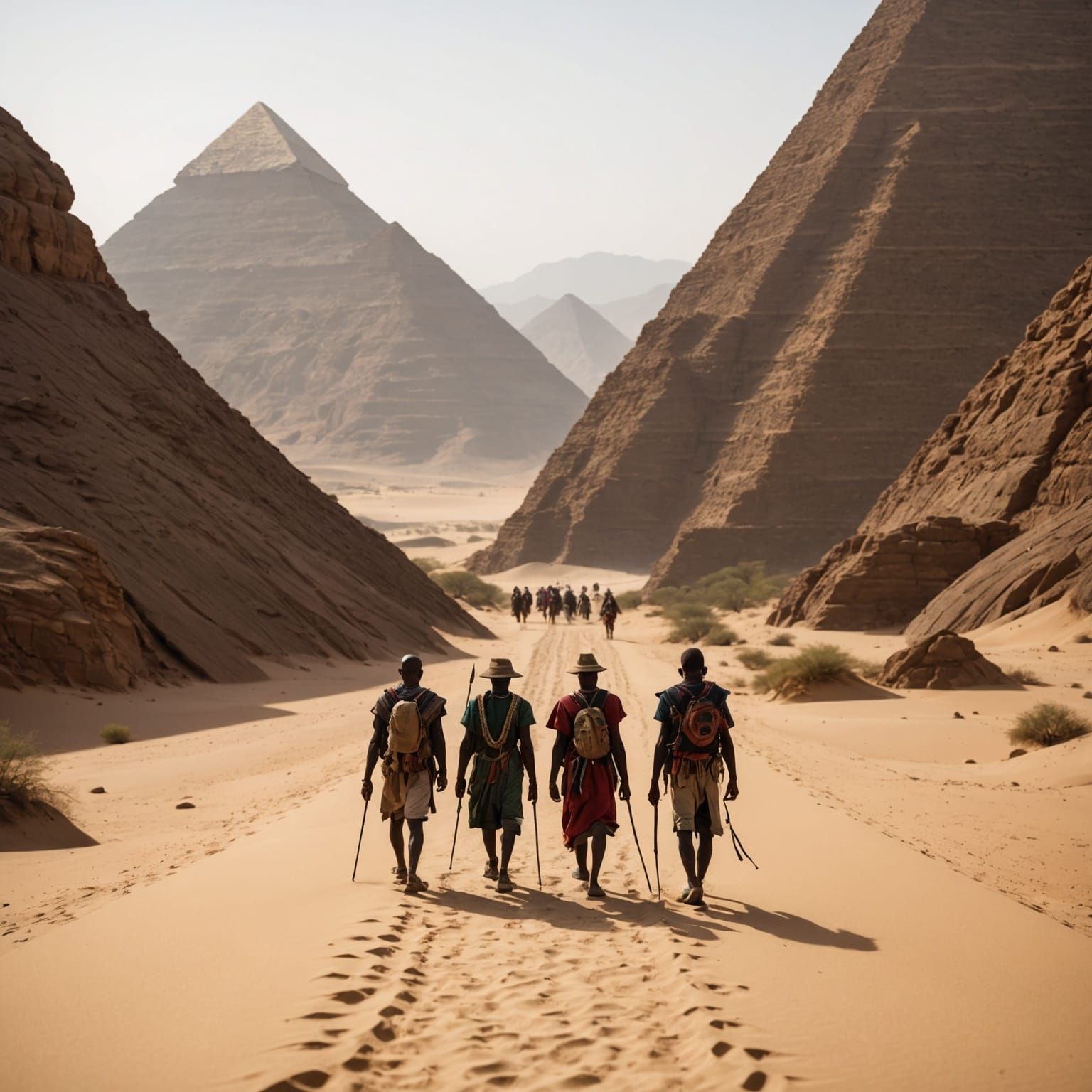 African Wanderer Crossing Desert Sand Bridge