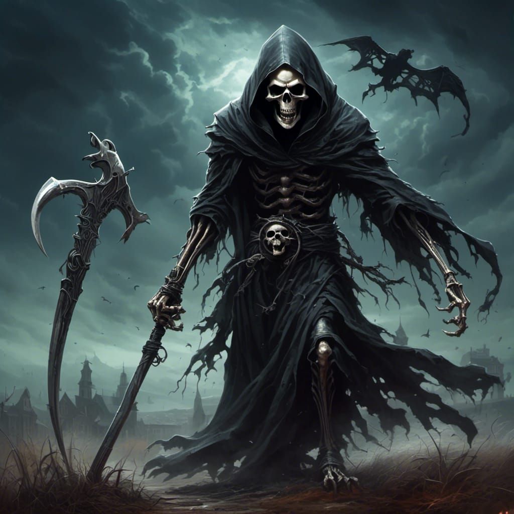 Grim Reaper with Scythe, Dark Fantasy Art