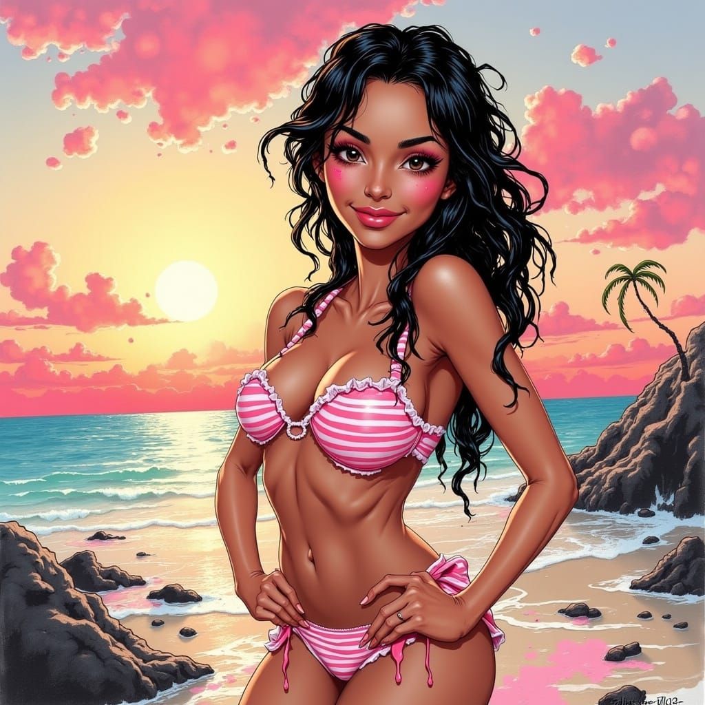 Surreal Beach Goddess in Pastel Bikini
