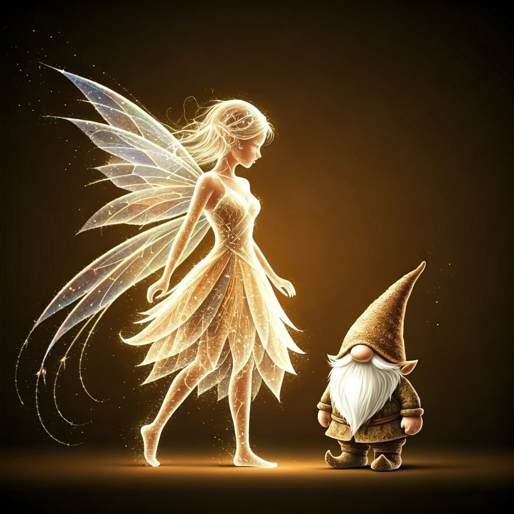 Ethereal Fairy and Gnome in Radiant Light
