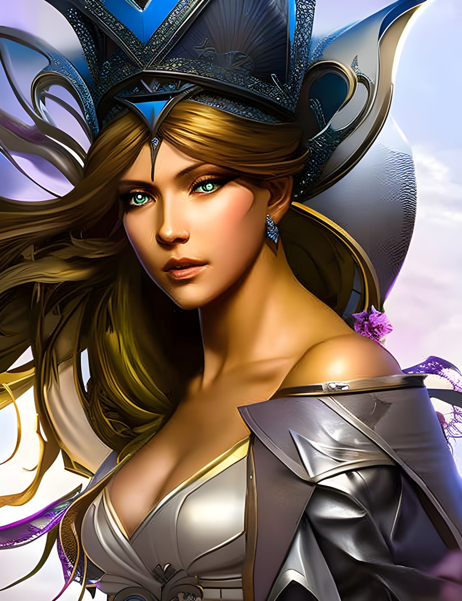 Shattered Mirror: Fairy Princess Portrait in Art Nouveau Sty...