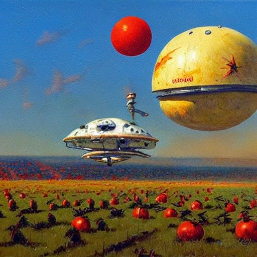 Unidentified Flying Tomato Oil Painting