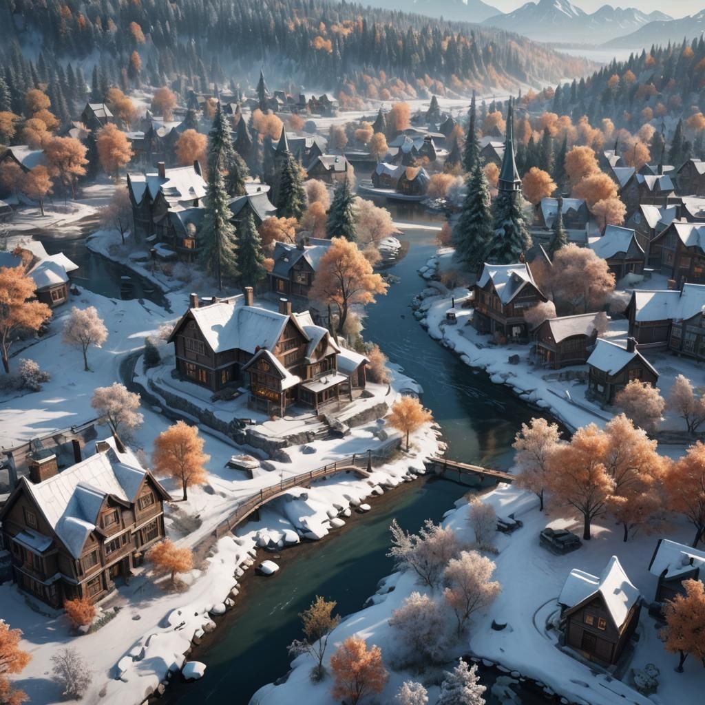 Toronto Matte Painting: Winter Deer and Hares