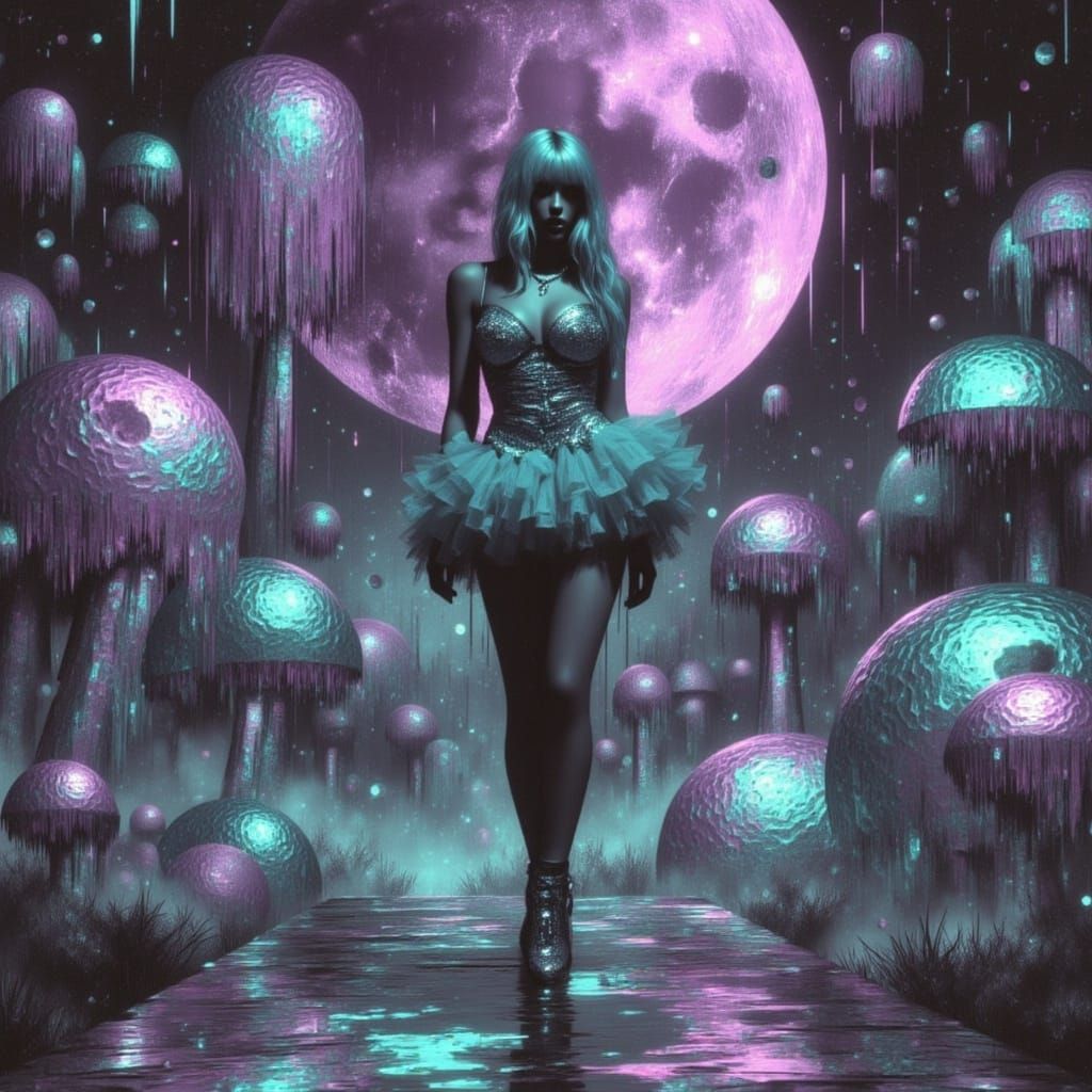 Alice in Wonderland Showgirl with Glowing Hair