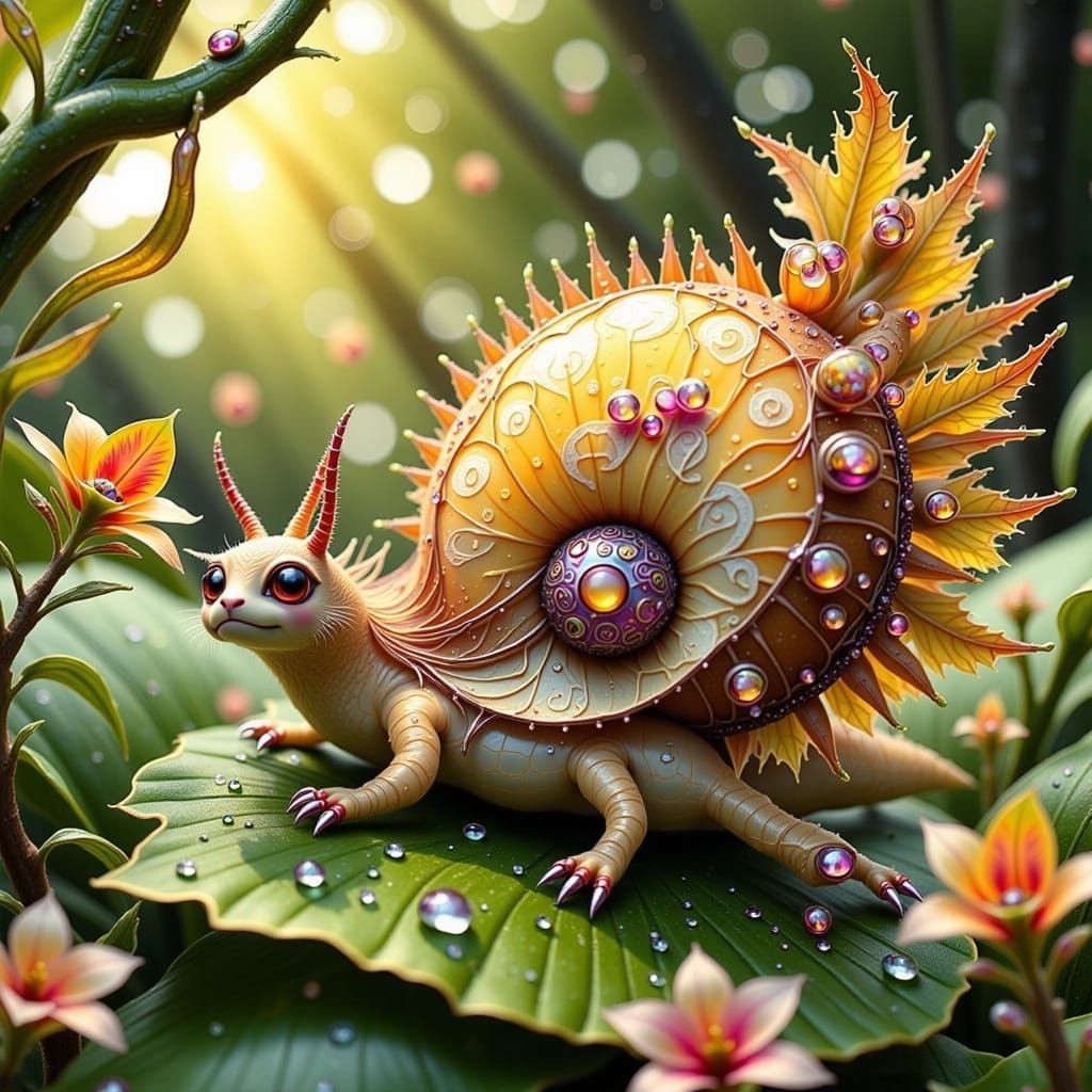 Whimsical Cheetah-Snail Hybrid in Storybook Illustration Sty...