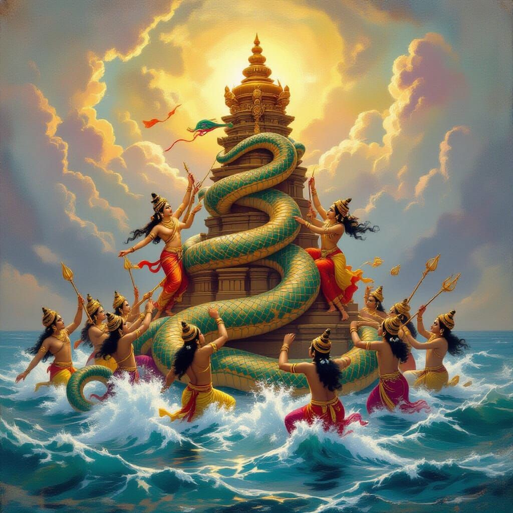 Samudra Manthan: Gods and Demons Churning the Ocean
