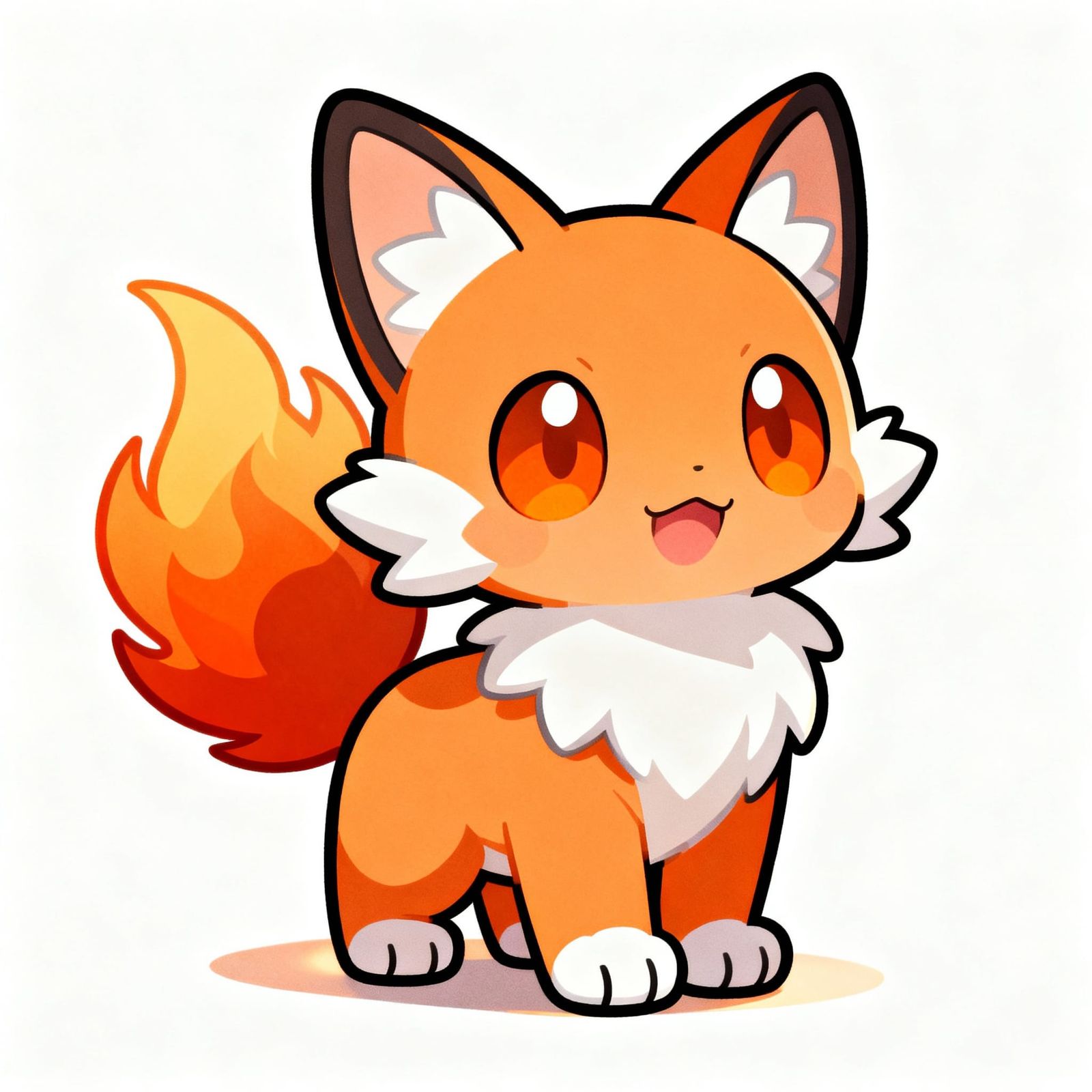 Cute Kawaii Chibi Pokémon with Fiery Tail