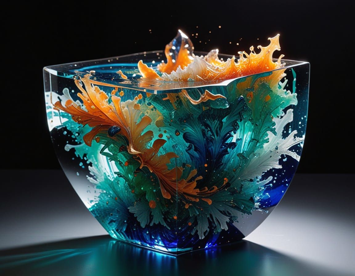 Surreal Resin Sculpture Blends Vibrant Colors in Mid-Flow