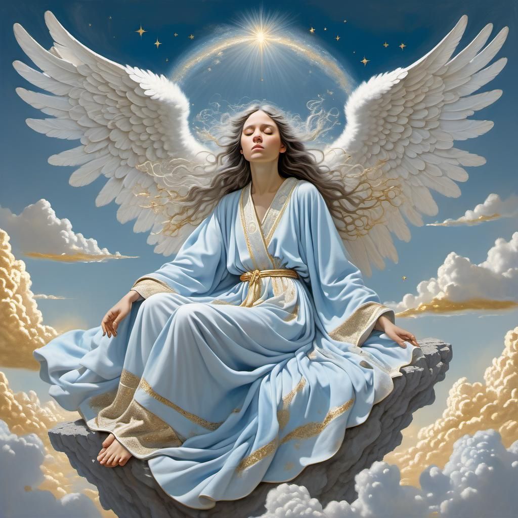 Sad Angel Gazing at Lifeless Earth