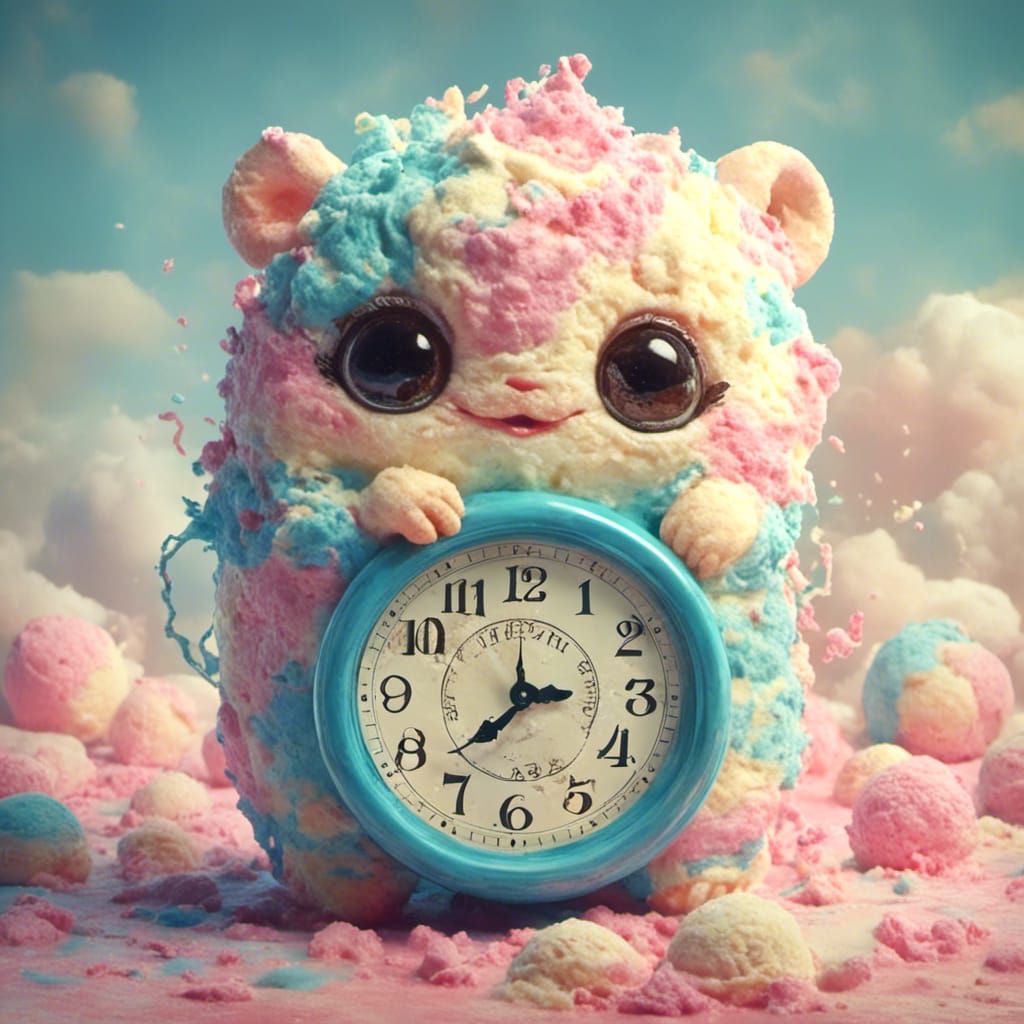Cute Creature Holding a Clock