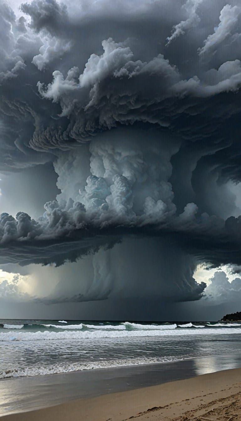 Stormy Tropical Coastline in Vibrant Colors