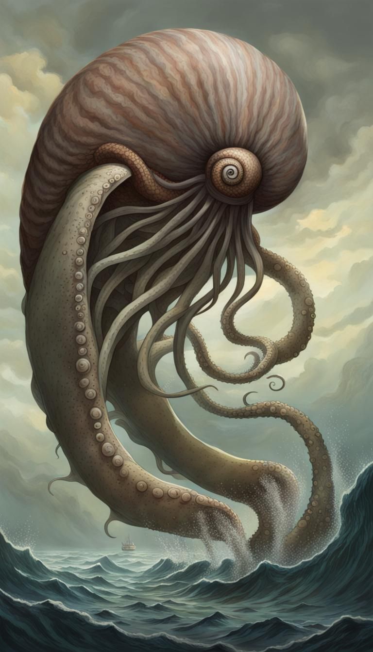 Giant Kraken Attacks Nautilus