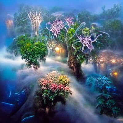 Lush Bioluminescent Biodiversity Dreamscape in Ethereal Styl...