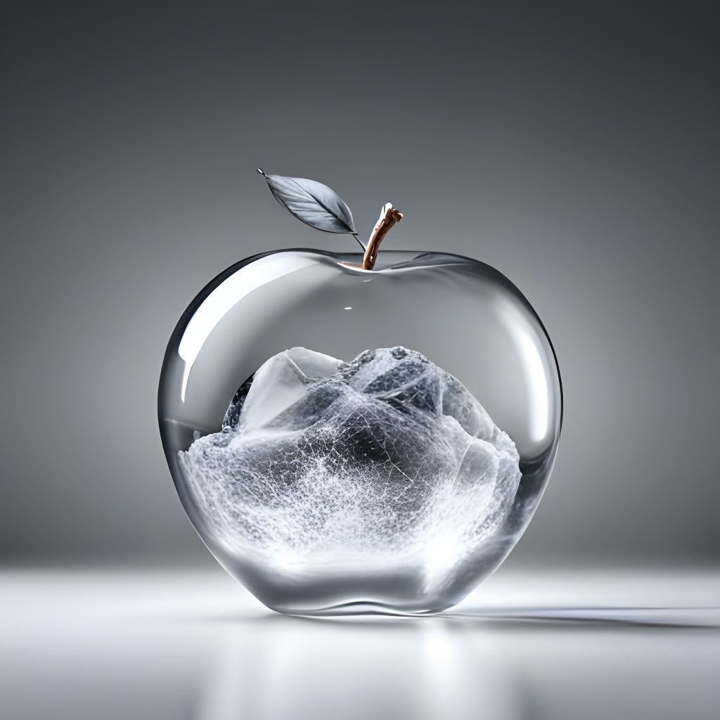 Glinting Cracked Glass Apple in Photorealistic Detail