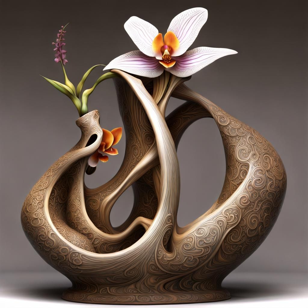 Orchid and Sculpture Floral Arrangement