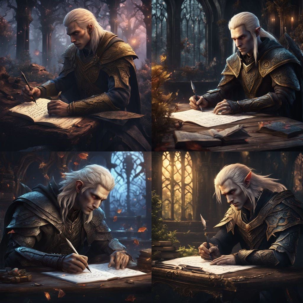 Young Half Dark Elf's Poetic Ode to Love in a Fantastical Re...