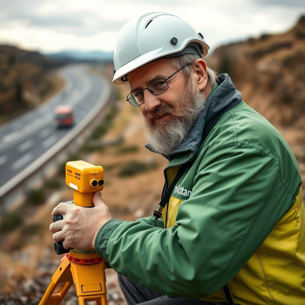 Italian Geologist Conducts Georadar Survey Near Highway