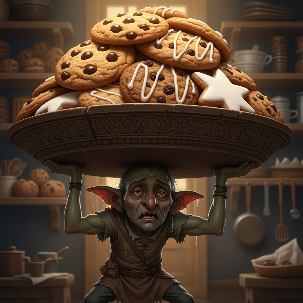 Exhausted Goblin with Overwhelming Cookie Platter