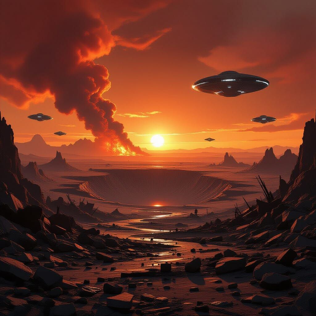 Alien Attack Devastates Earth Landscape