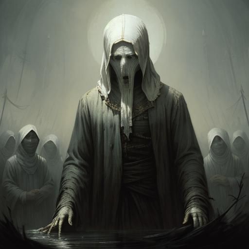 Terrifying Pocong Ghost in Horror Art Style