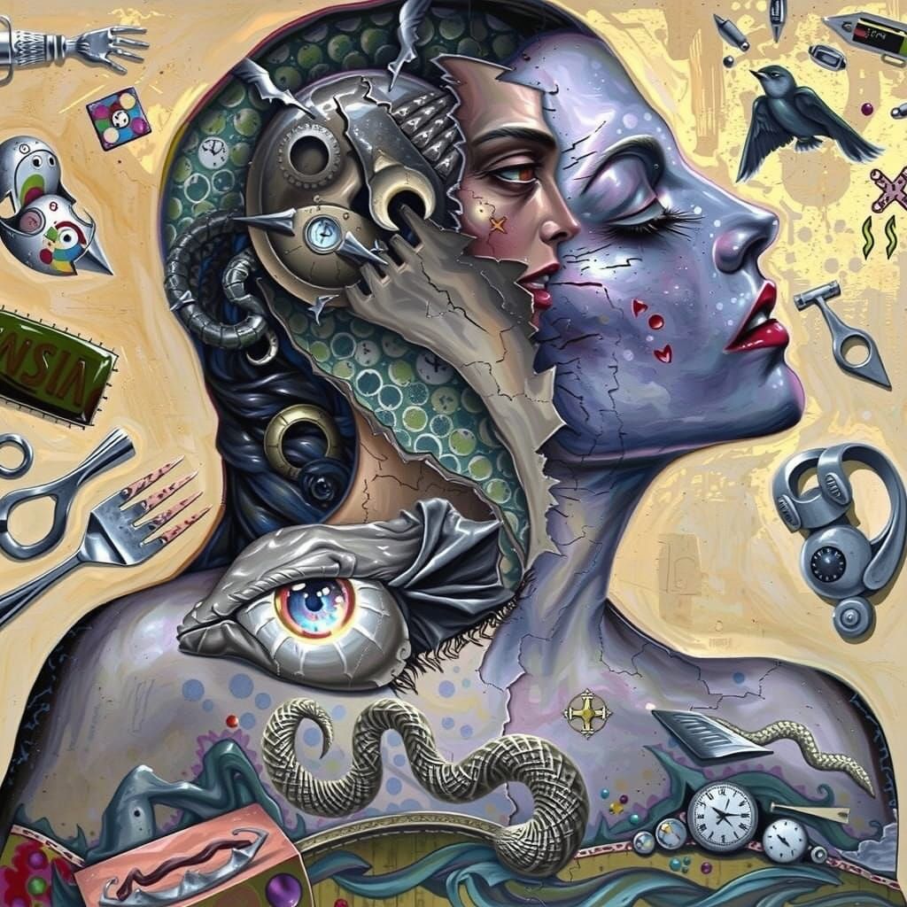 Surreal Fragmented Woman in Dalí Style