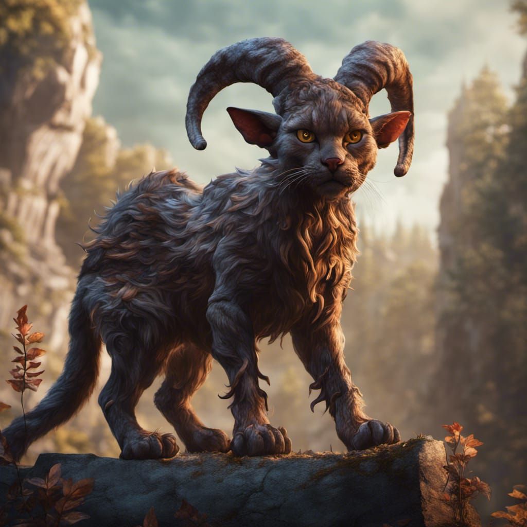 Fantastical Satyr Cat in Detailed Matte Painting