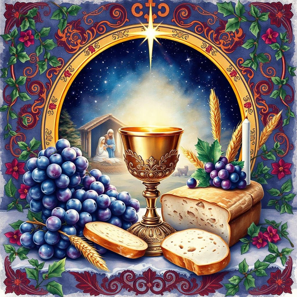 Eucharist Celebration in Vibrant Watercolour