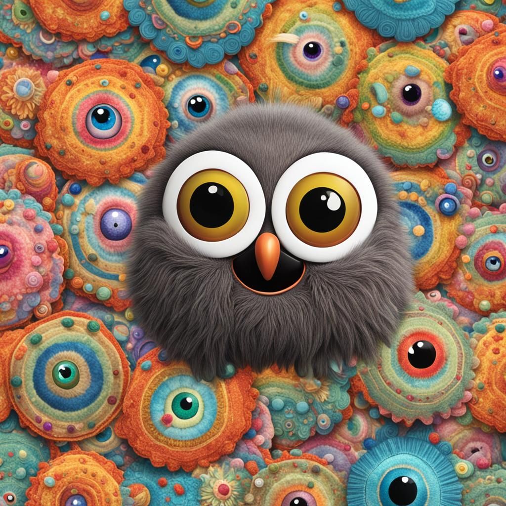 Whimsical Fluffy Critter with Expressive Eyes