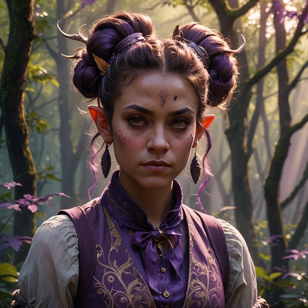 Female Satyr Portrait in Art Nouveau Style