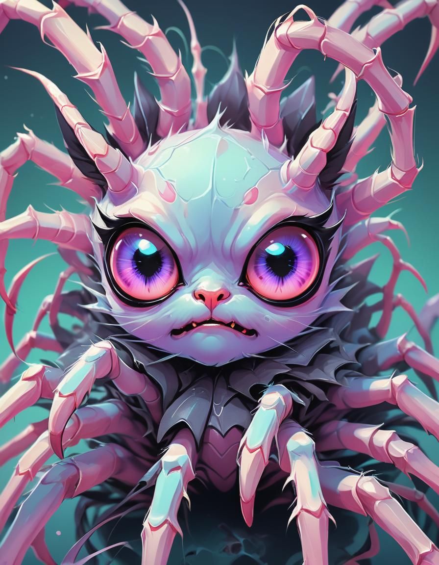 Cute Demon Spider: Anime Style Digital Art