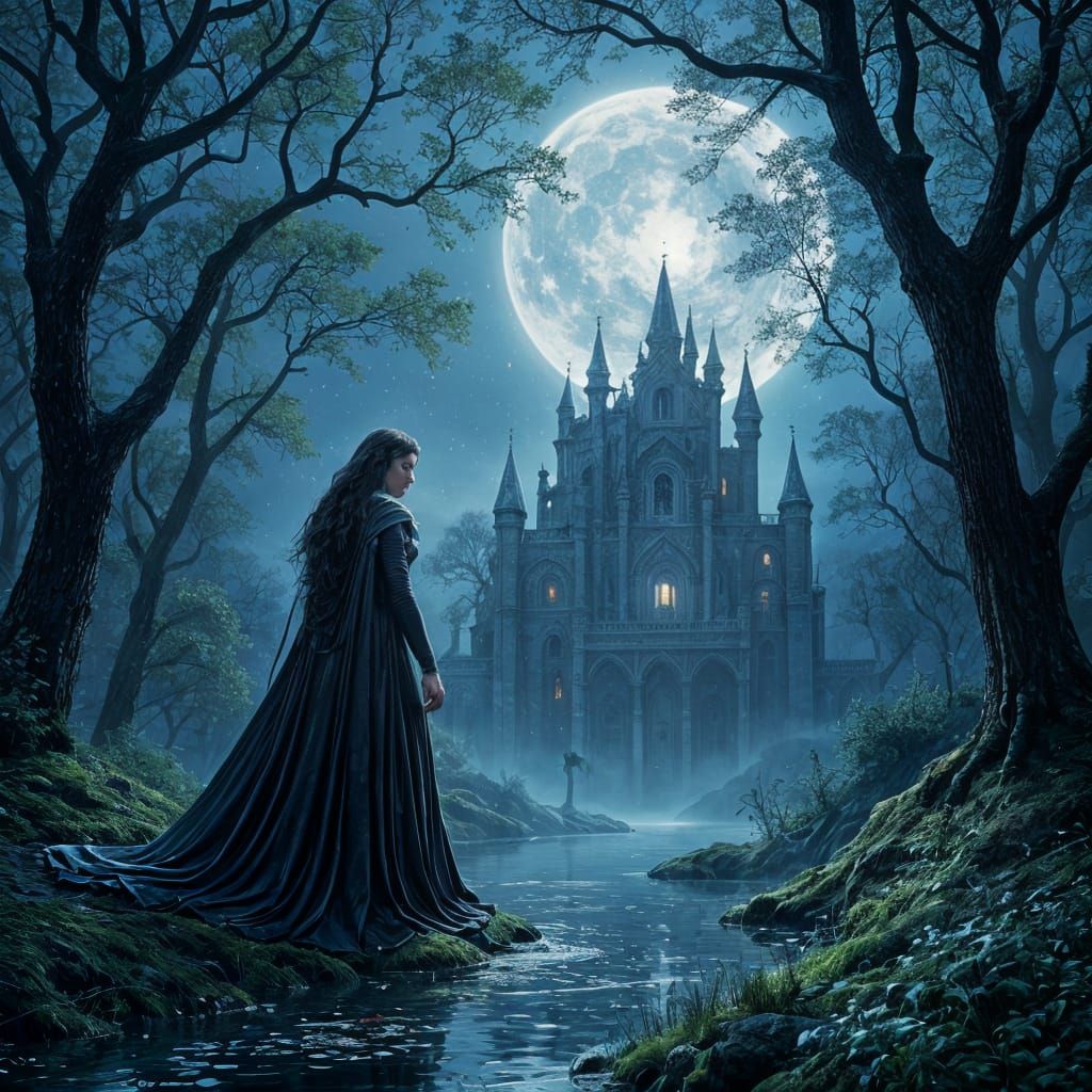 Hooded Prince in Surreal Forest at Twilight