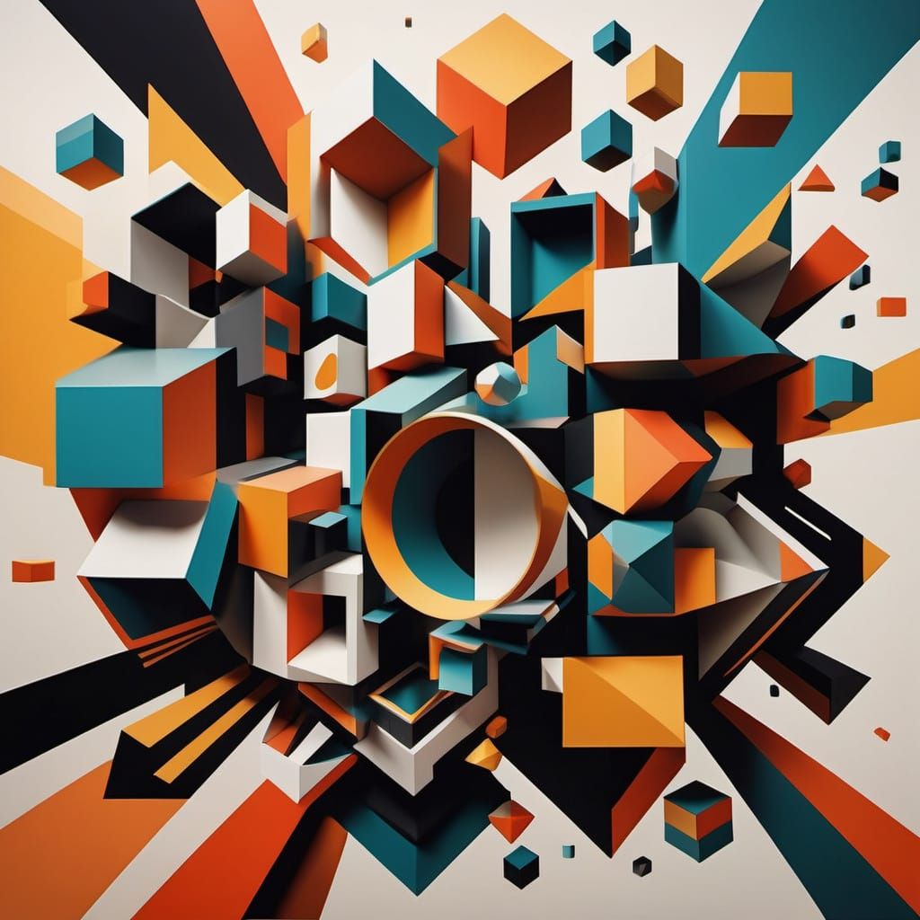 Vibrant Geometric Patterns in Modern 3D Style