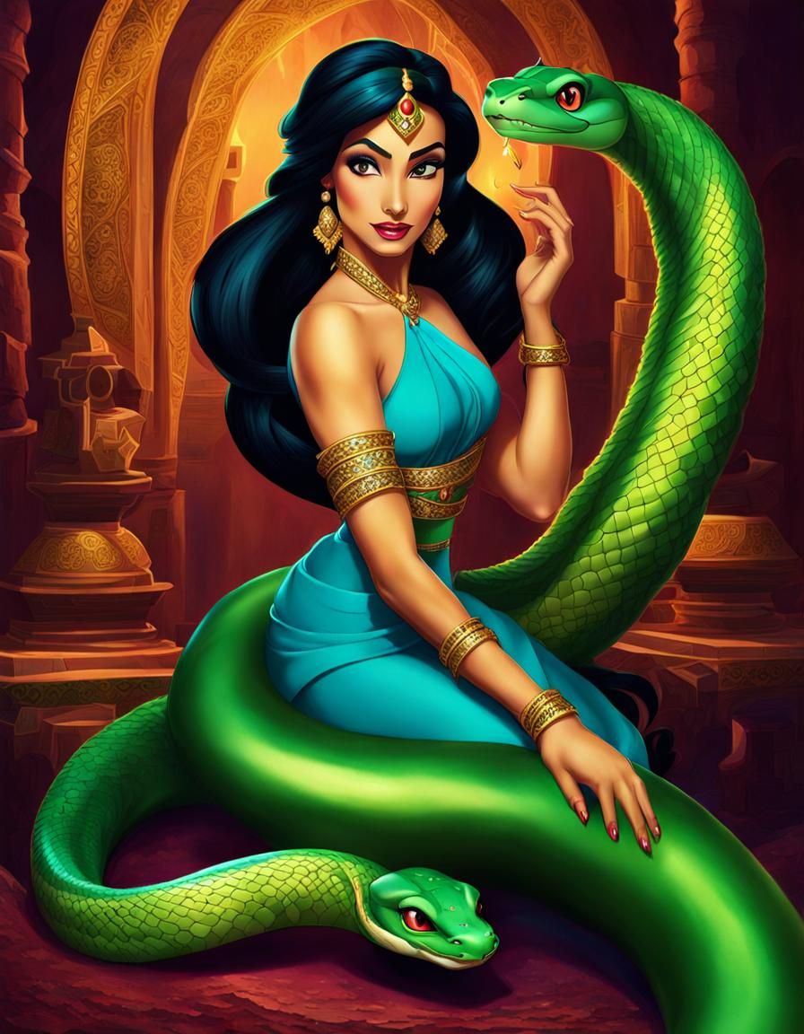 Twisted princess Jasmine as a snake