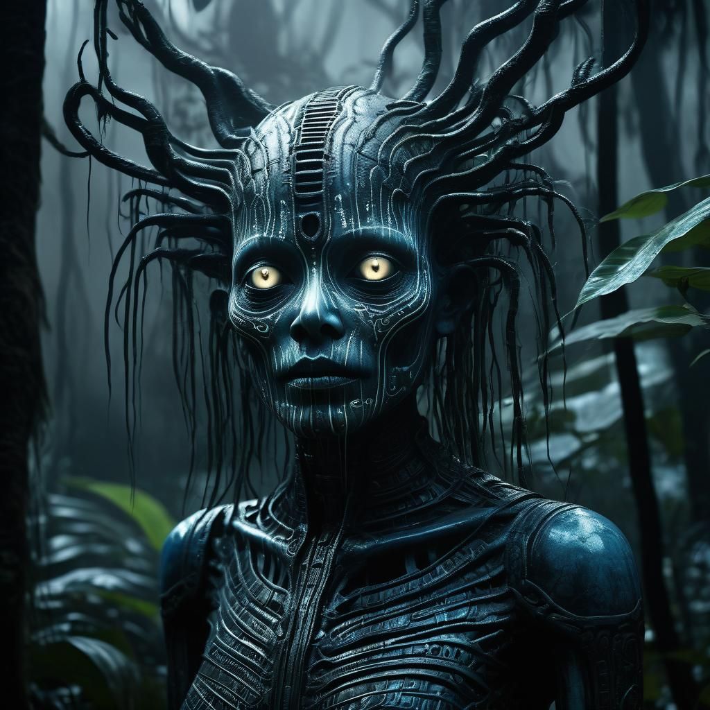 Eerie Penanggalan Separates Head in Misty Jungle