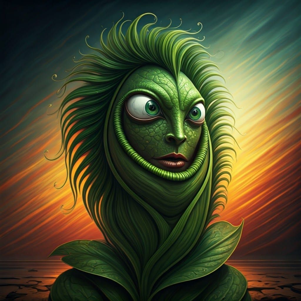 Anthropomorphic Venus Flytrap in Surrealist Melting Landscap...