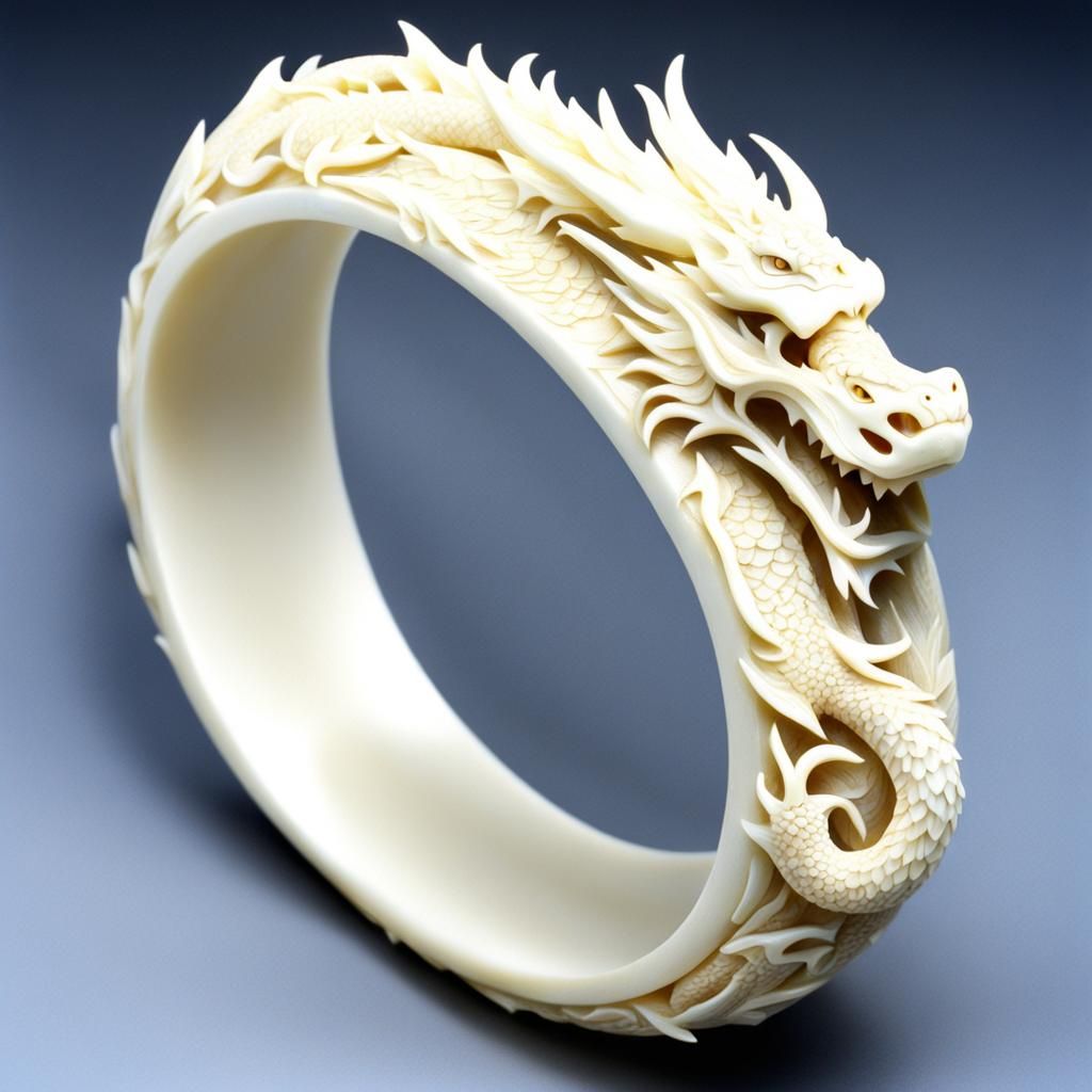 Carved Ivory Dragon Bangle